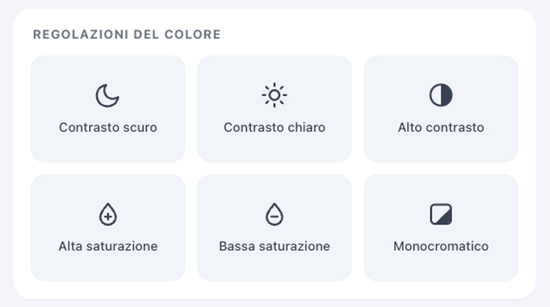 Ajustes de cor do widget Accessibi: contraste e saturação